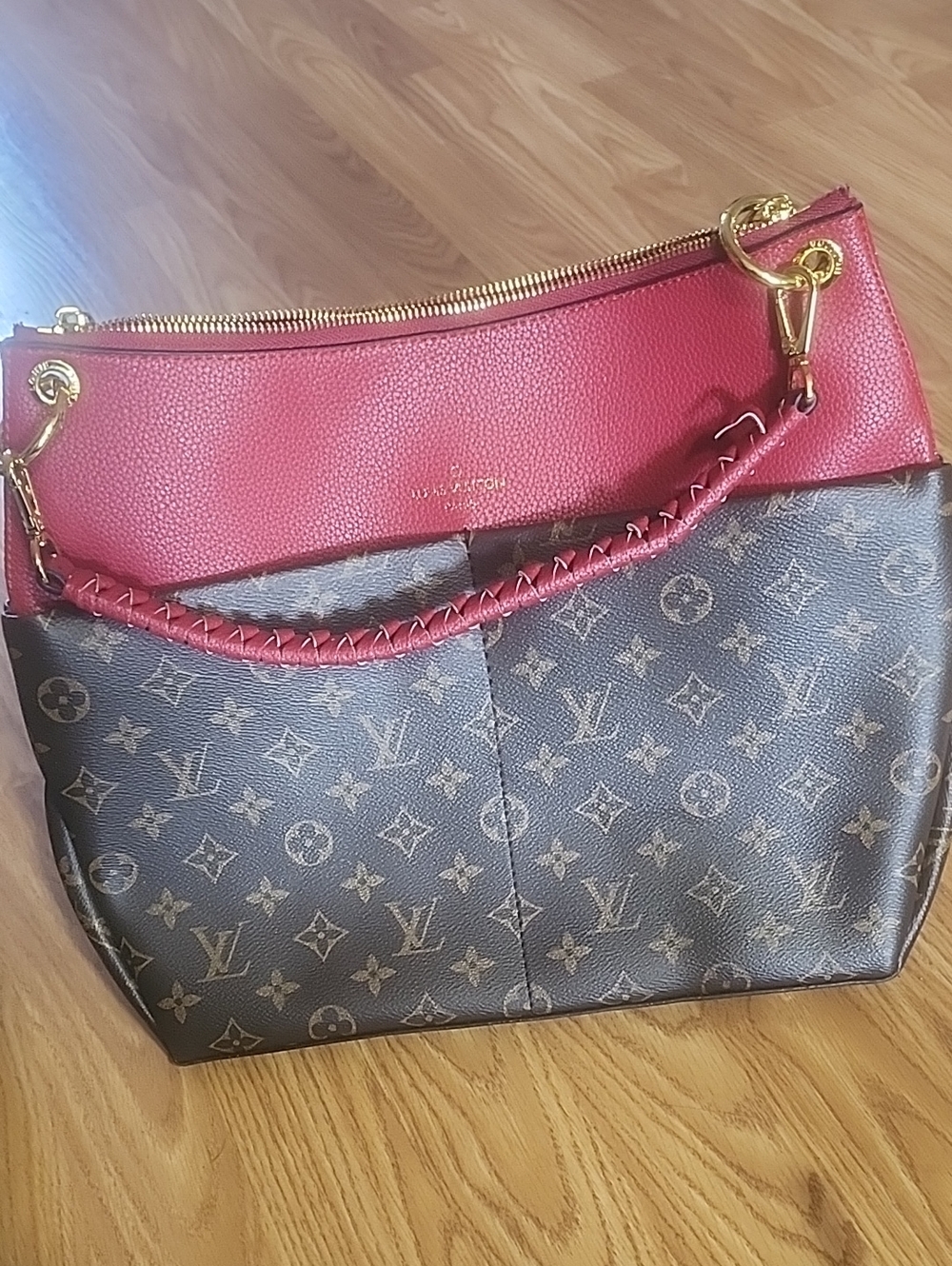 Louis Vuitton Two-Tone Monogram Shoulder Bag in Pink and Brown